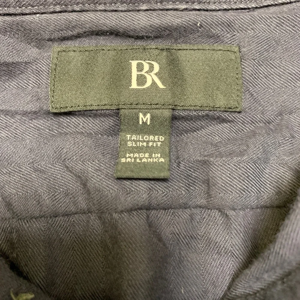 Banana Republic Tailored Slim Fit Shirt Mens Medium Black Herringbone Button Up